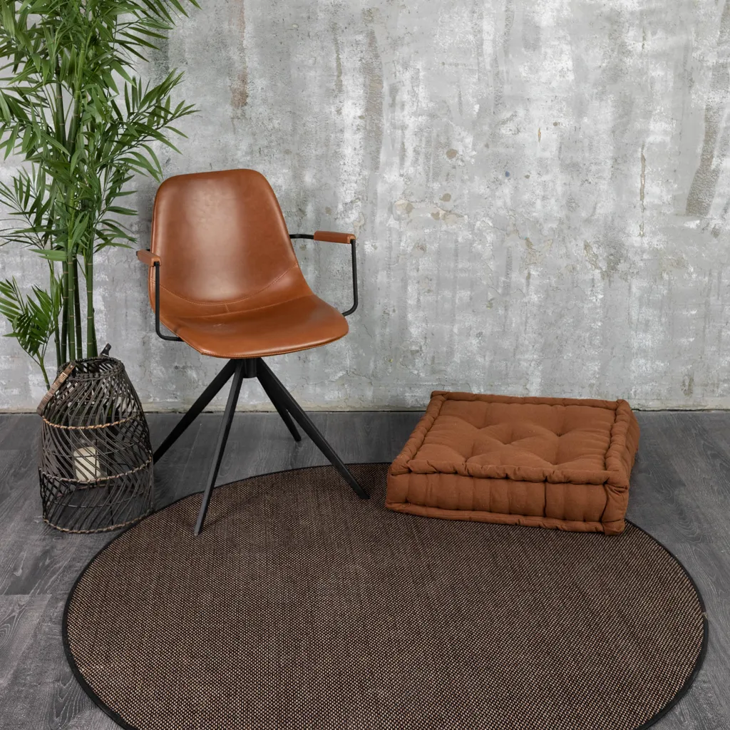 שטיח אלדו שאניל שחור עגול קוטר 140