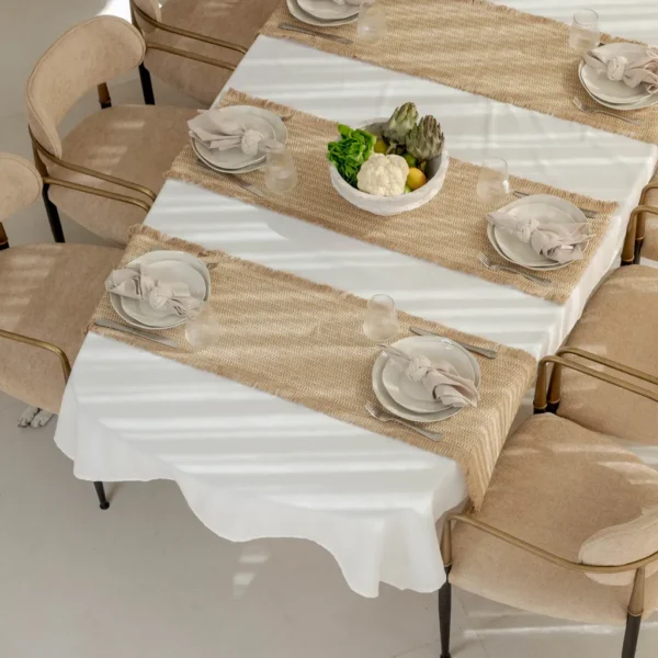 מפת שולחן גקארד דמוי פשתן  וינה – לבן