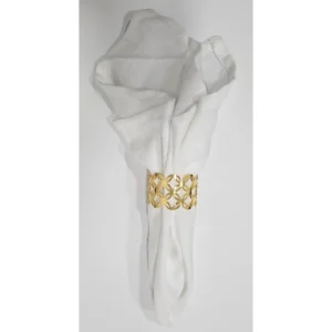 צמיד מרושת חבק למפית חרוזים מארז זהב (6 יח’)