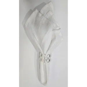 צמיד מרושת חבק למפית חרוזים מארז כסף (6 יח)